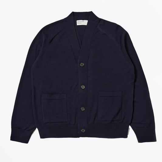 - Loose Merino Cardigan - Navy