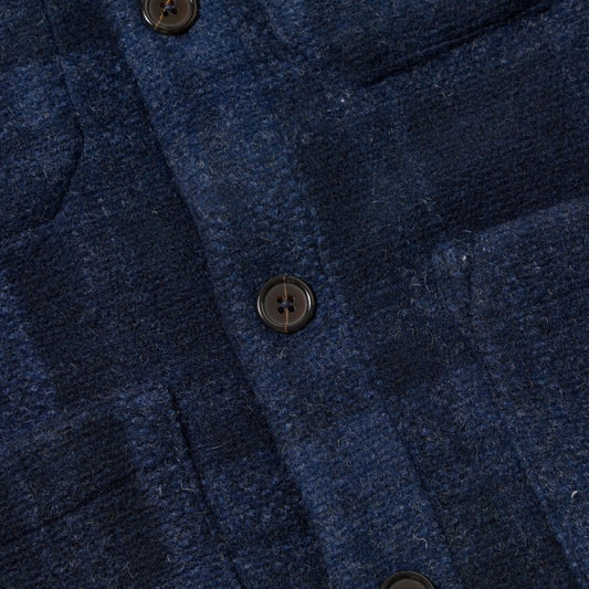 - Moh Check Fleece Cardigan - Navy