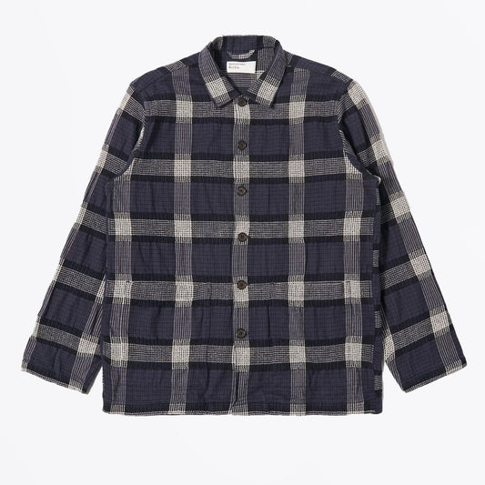 - Polka Check Easy Overshirt - Charcoal