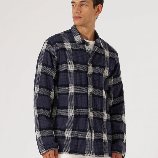 - Polka Check Easy Overshirt - Charcoal