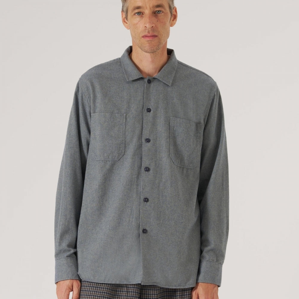 - Brushed Flannel Work Shirt - Navy