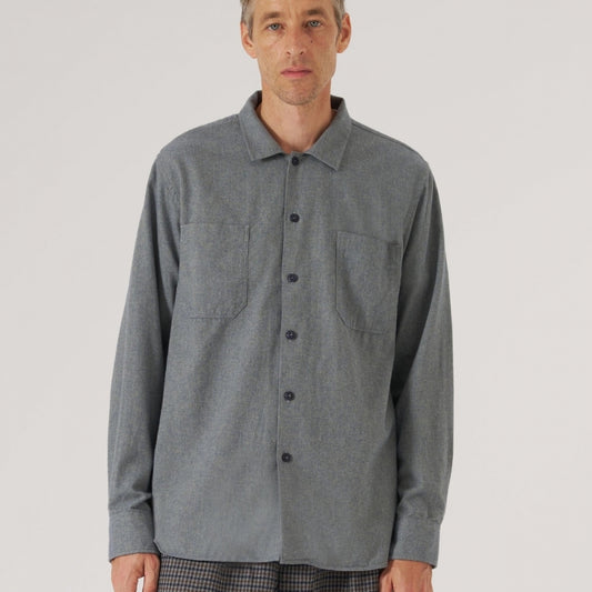 - Brushed Flannel Work Shirt - Navy