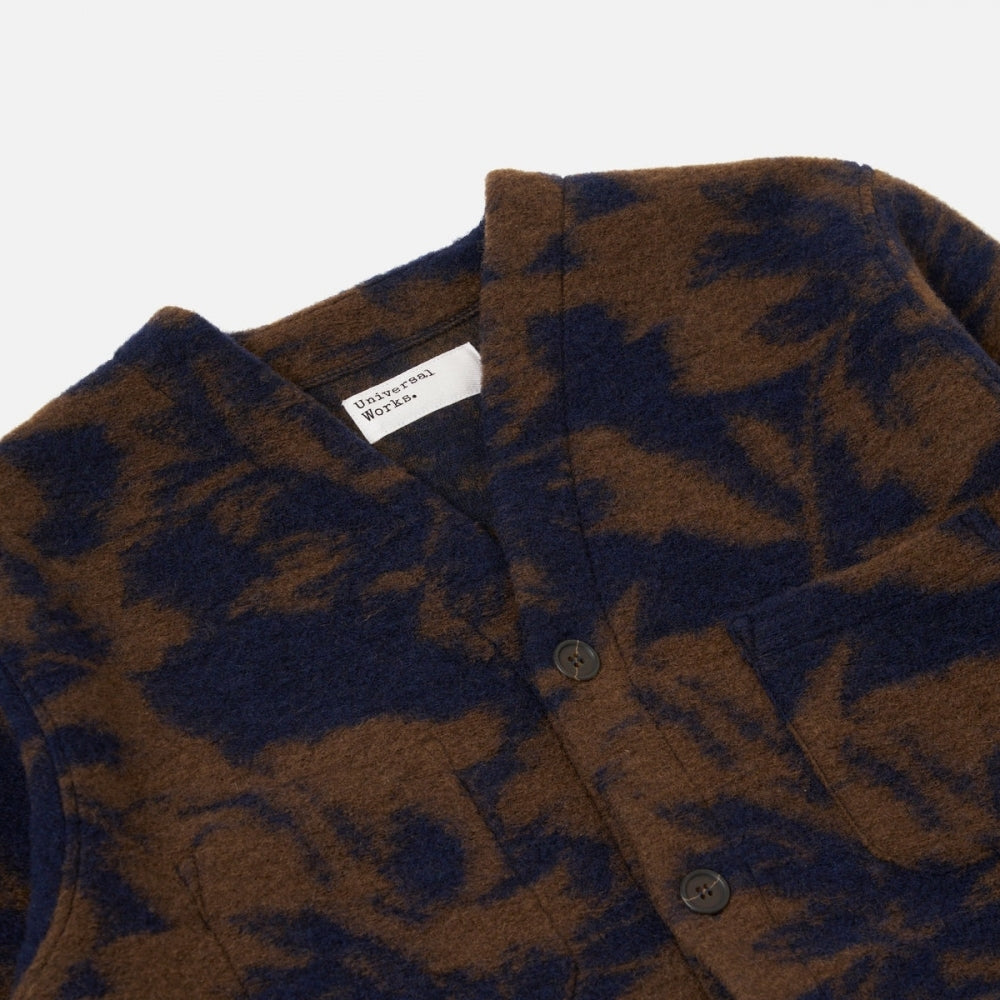 - Studio Fleece Cardigan - Navy/Brown