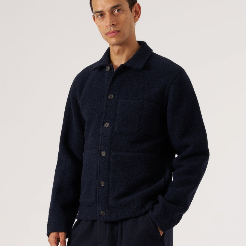 - Wool Fleece Uniform Jacket - Navy