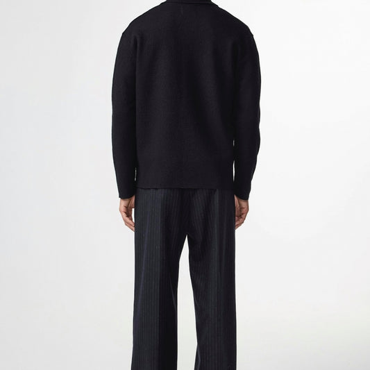 - Jonas Boiled Wool Overshirt - Black