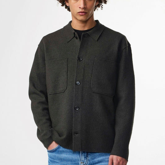 - Jonas Boiled Wool Overshirt - Dark Army