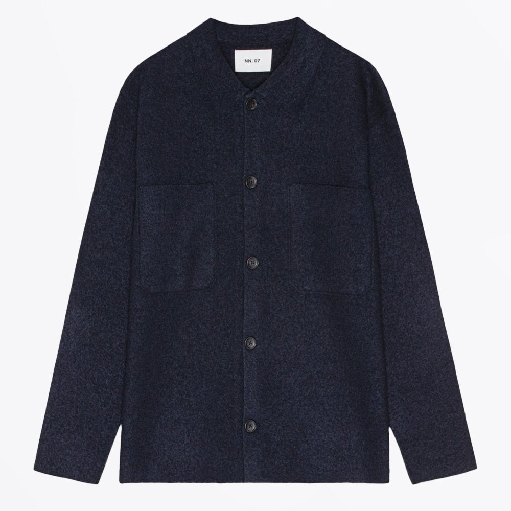 Jonas Boiled Merino Wool Overshirt - Navy Blue