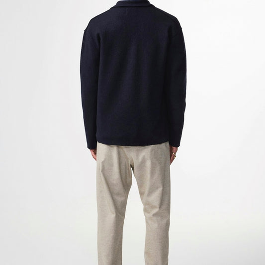 - Jonas Boiled Wool Overshirt - Navy Blue