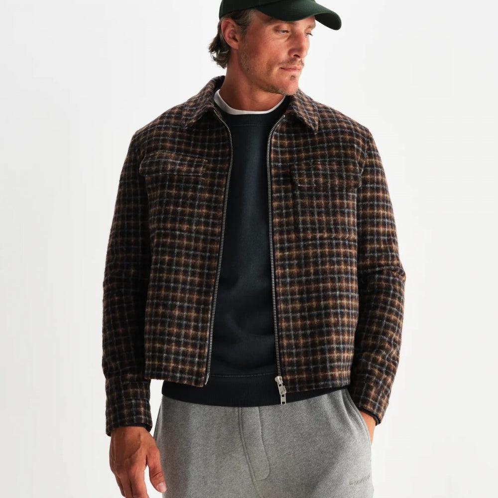 - Osier Drawn Check Jacket - Navy Brown