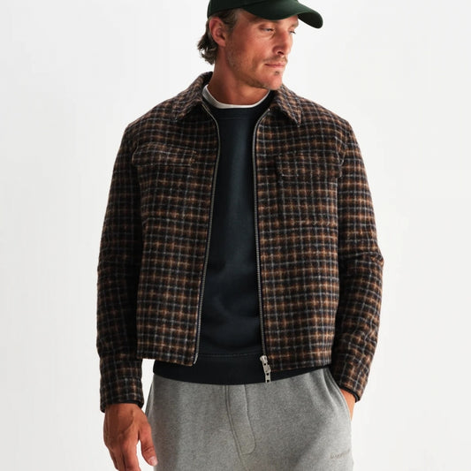 - Osier Drawn Check Jacket - Navy Brown