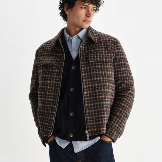 - Osier Drawn Check Jacket - Navy Brown