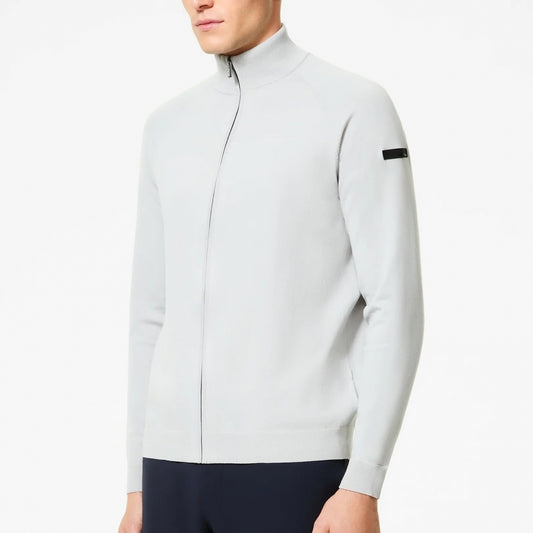 - Amos Cotton Full Zip Knit - Light Grey