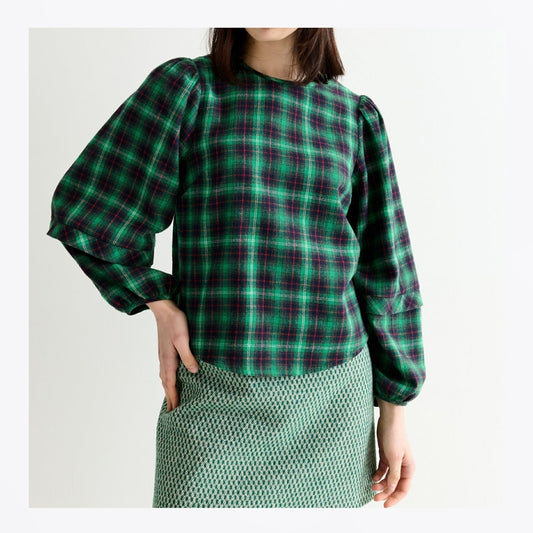 - Rivka Winter Check Blouse - Green