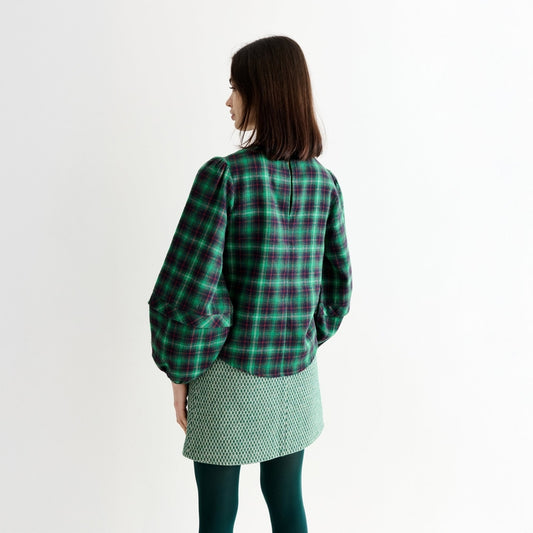 - Rivka Winter Check Blouse - Green