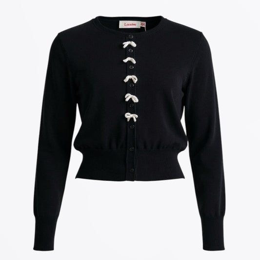 - Ives Bow Trimmed Cardigan - Black