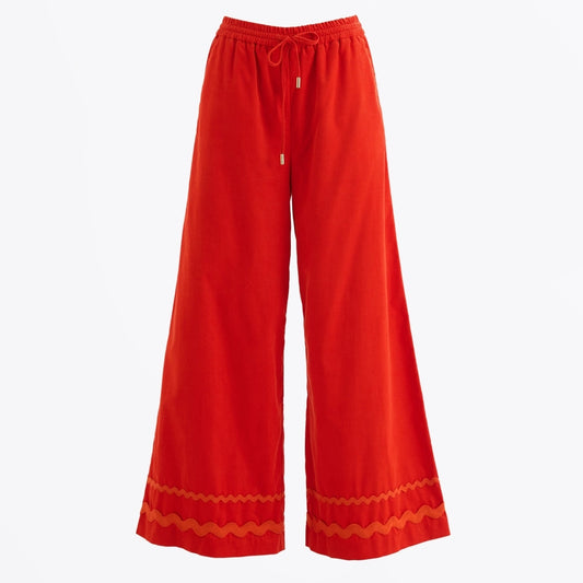 - River Babycord Ric Ran Trim Trousers - Red