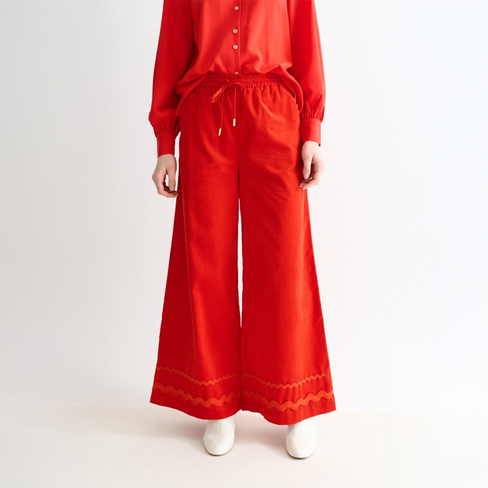 - River Babycord Ric Ran Trim Trousers - Red