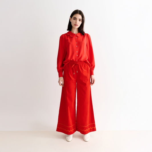 - River Babycord Ric Ran Trim Trousers - Red