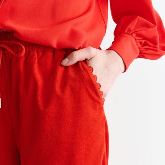 - River Babycord Ric Ran Trim Trousers - Red