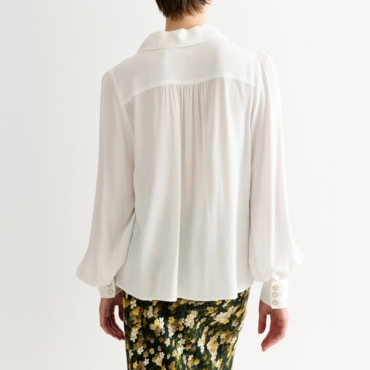- Octavia Crepe Petal Collar Blouse- Off White