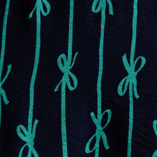 - Martta Tie Up Lace Trimmed Collar Blouse - Navy