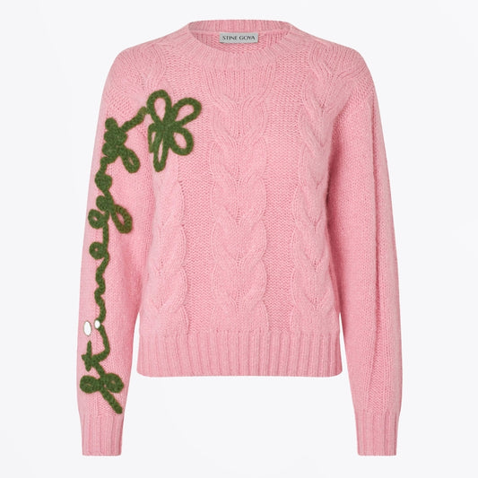 - Crewneck Motif Sweater - Light Pink