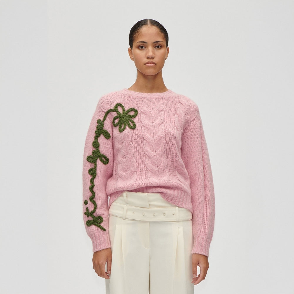 - Crewneck Motif Sweater - Light Pink