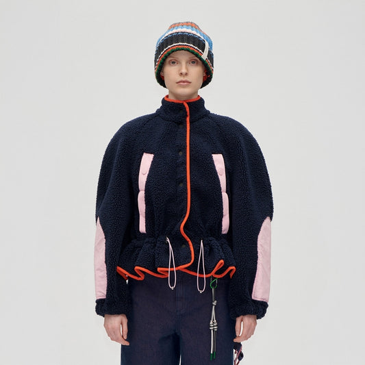 - Dropped Shoulder Gathered Jacket - Black Iris