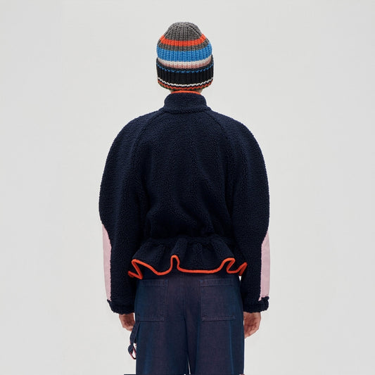 - Dropped Shoulder Gathered Jacket - Black Iris