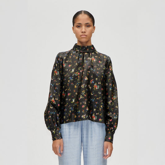 - Gathered Long Sleeve Top - Magnolia Garden