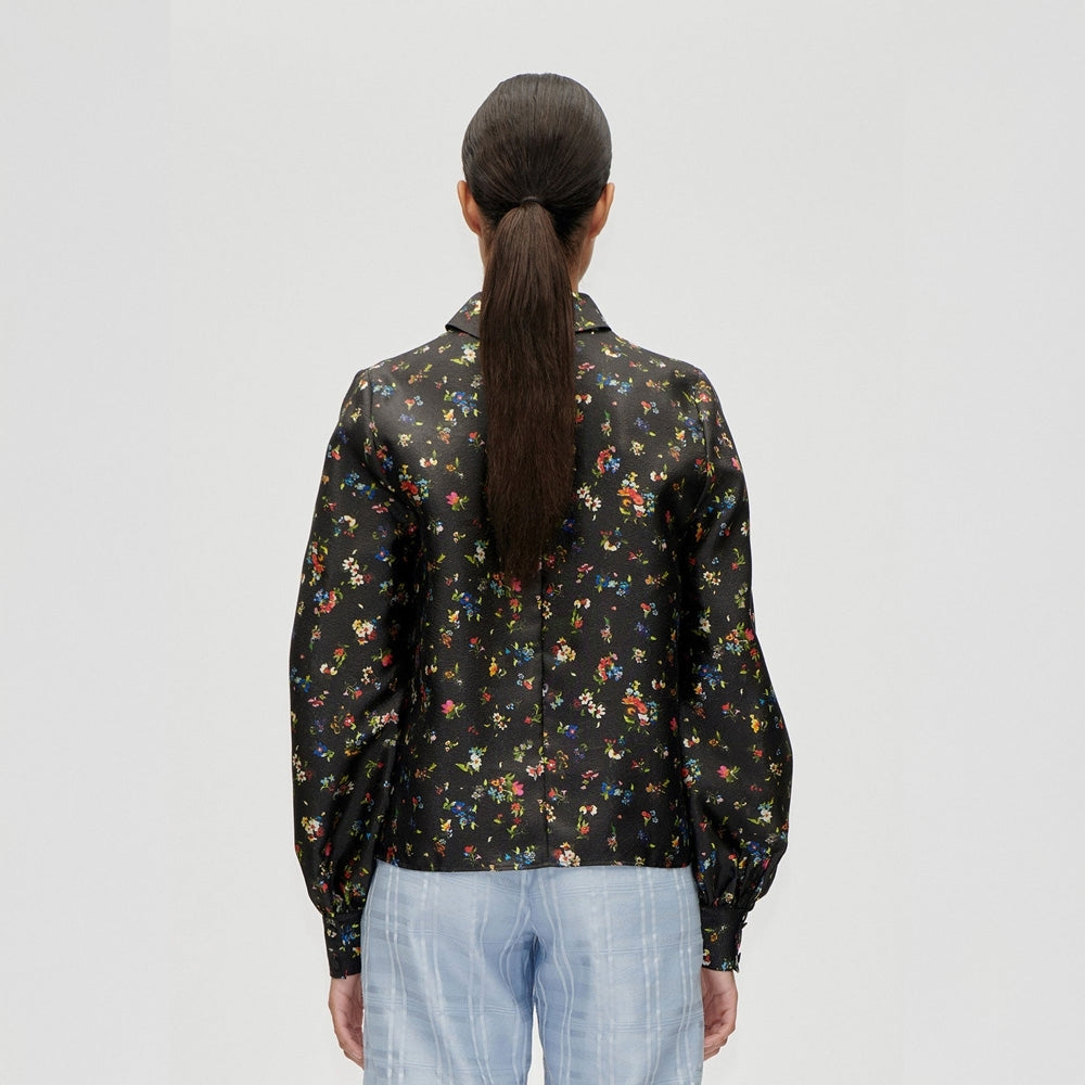 - Gathered Long Sleeve Top - Magnolia Garden