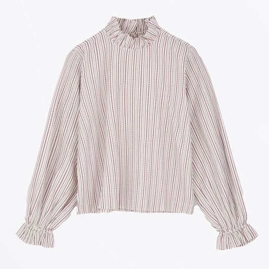 - Cornflower Blouse - Raspberry/Cream Stripe