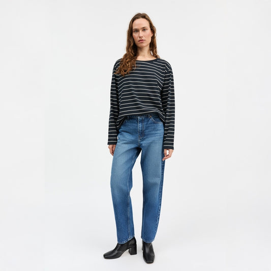 - Loui Oversized Blouse - Navy/White