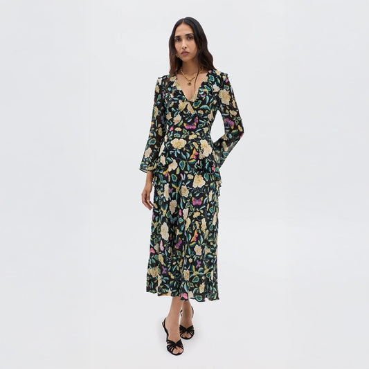 - Cedar Dress - Butterfly Floral Charcoal