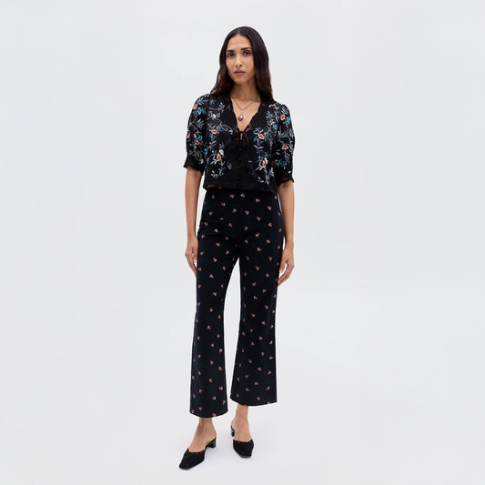 - Ursula Top - Botanical Embroidered Black