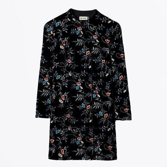 - Delphina Dress - Botanical Embroidered Black