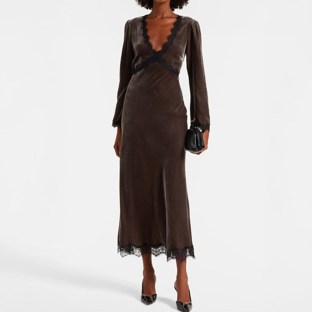 - Alesha Velvet Dress - Mink