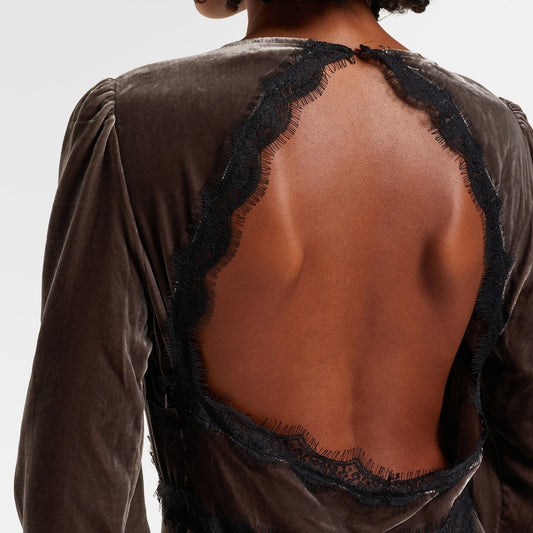 - Alesha Velvet Dress - Mink