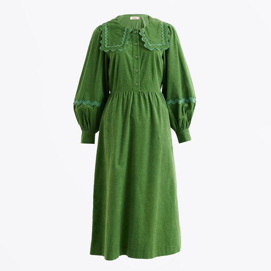 - Prudence Babycord Ric Rac Dress - Olive