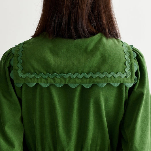 - Prudence Babycord Ric Rac Dress - Olive