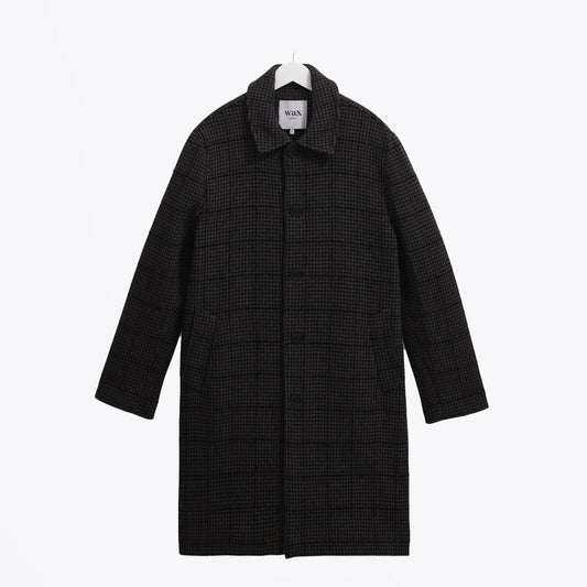 - Stan Puppytooth Check Coat - Navy Grey
