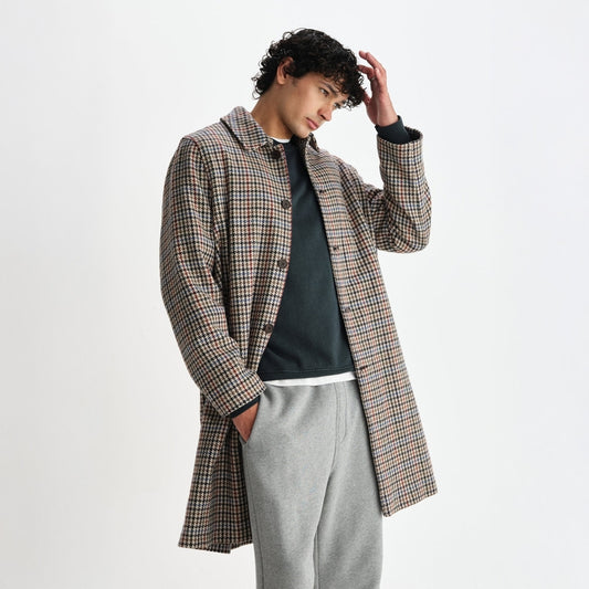 - Stan Houndstooth Check Coat - Natural