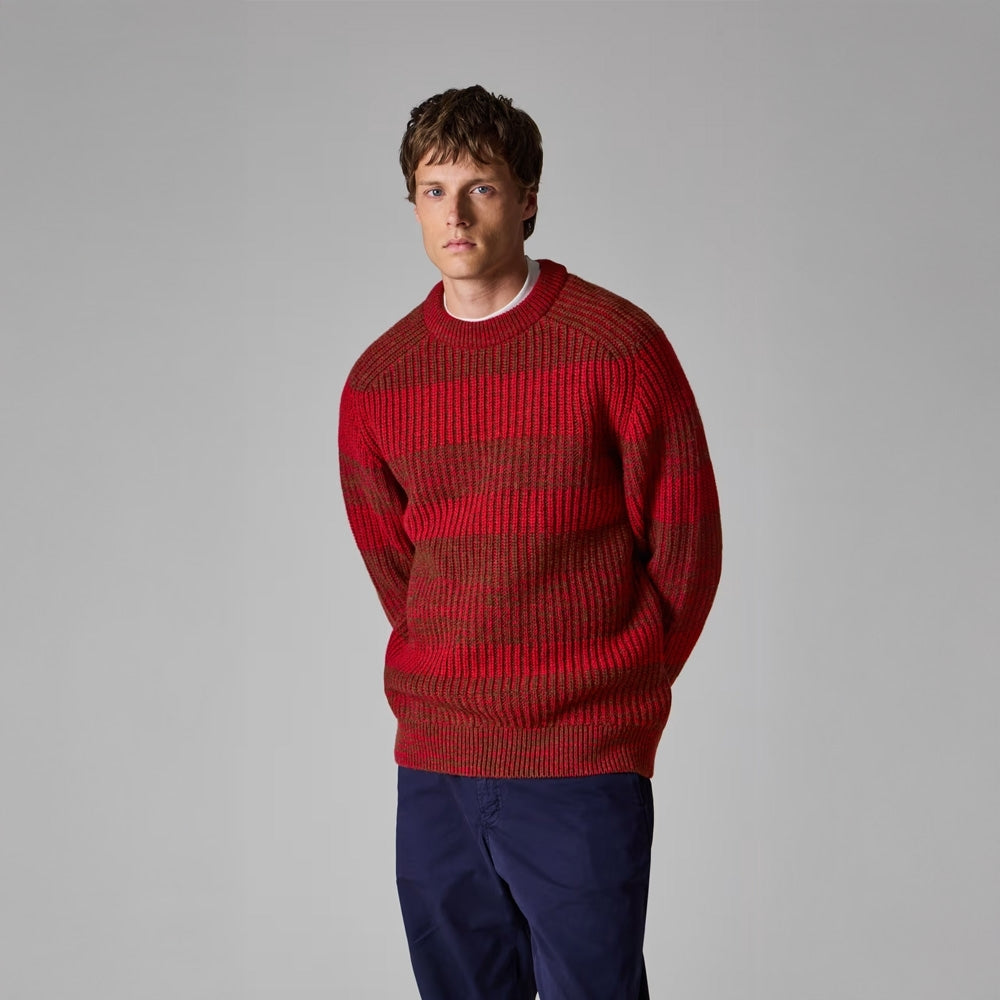 - Saddle Crew Neck Sweater - Red