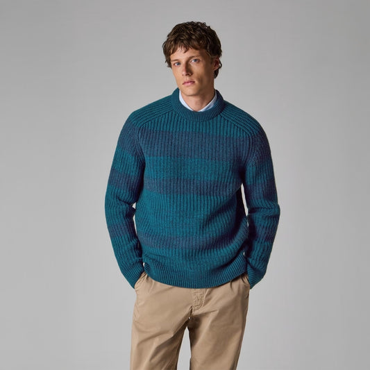 - Saddle Crew Neck Sweater - Rosette Blue