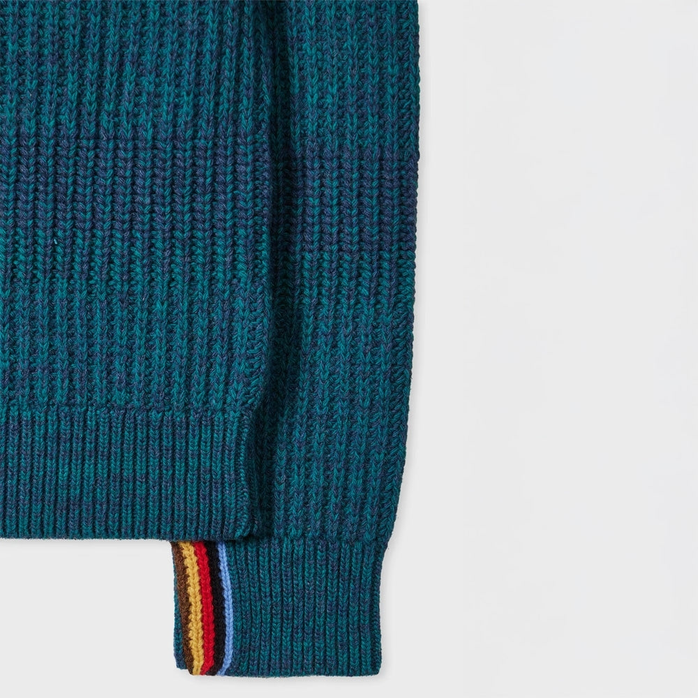 - Saddle Crew Neck Sweater - Rosette Blue