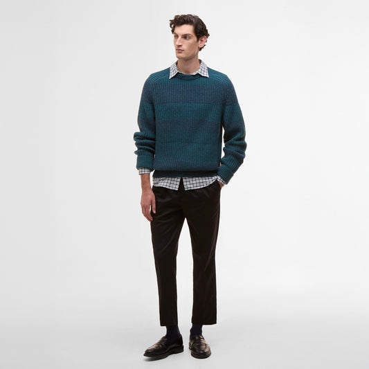 - Saddle Crew Neck Sweater - Rosette Blue