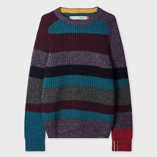 - Multi Striped Crew Neck Sweater