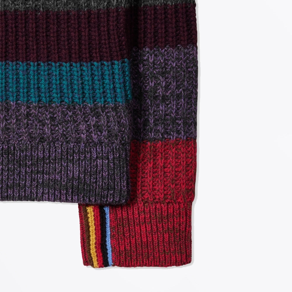 - Multi Striped Crew Neck Sweater