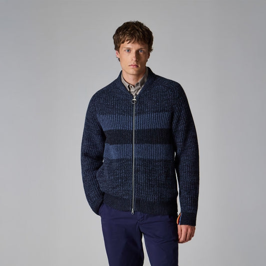 - Knitted Bomber Cardigan - Navy