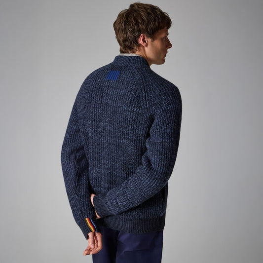 - Knitted Bomber Cardigan - Navy